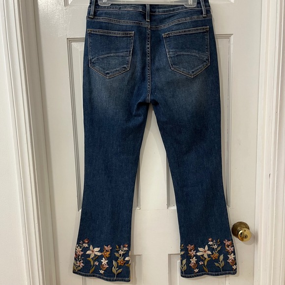 Driftwood Roxy Jeans 29 Crop Flare Floral Embroidered Hippie Boho Festival Y2K - Picture 3 of 5